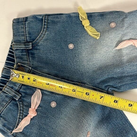 Vintage Little Mass Girl's Jeans Ruffle and Bow Details Cotton size 3T - Picture 10 of 11
